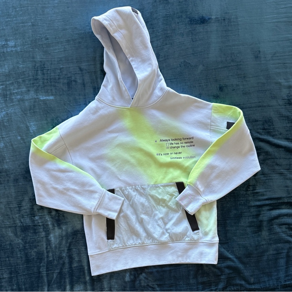 Zara Light Gray and Neon Green Hoodie